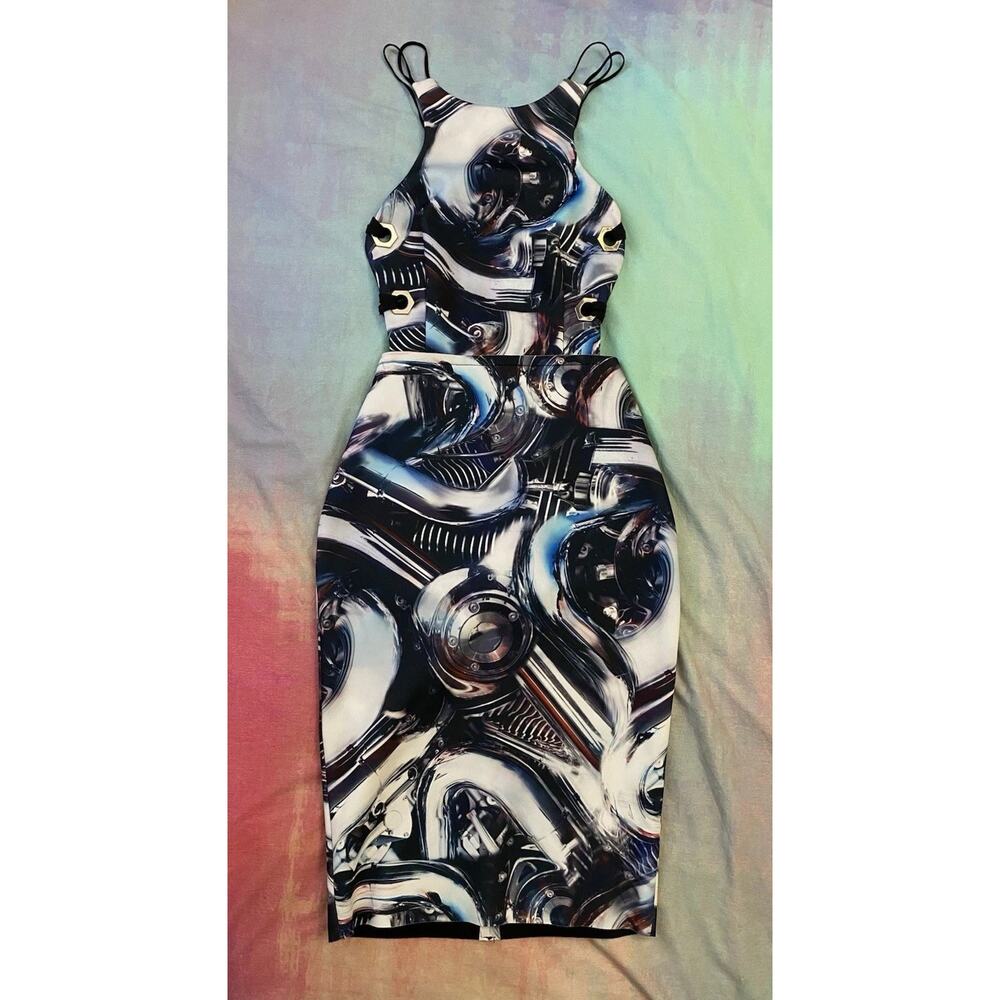 Bec And Bridge Neoprene Midi Dress Abstract Archive Euro Cyber Us Size 2 AUS 6